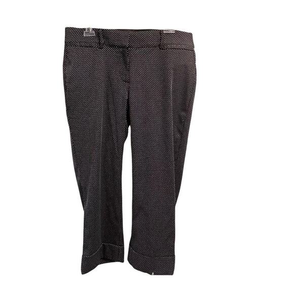 Lane Bryant NEW Black Dotted Pants Size 14 Elastic Waist Cropped Office Career - Picture 1 of 5
